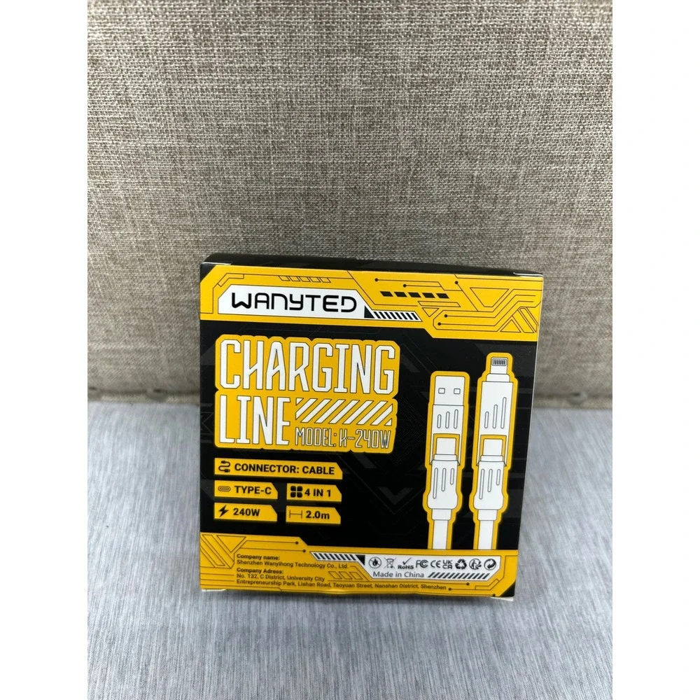 Wanyted K-240W 4-in-1 Charging Line 240W USB-C Type-C Multi Cable 2.0m White